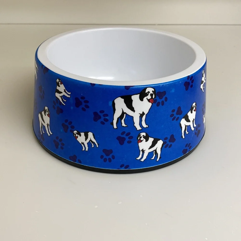 BIG DOG Sportswear Dog and Paw Print, Blue, Food & Water Dog Bowl VTG 2000